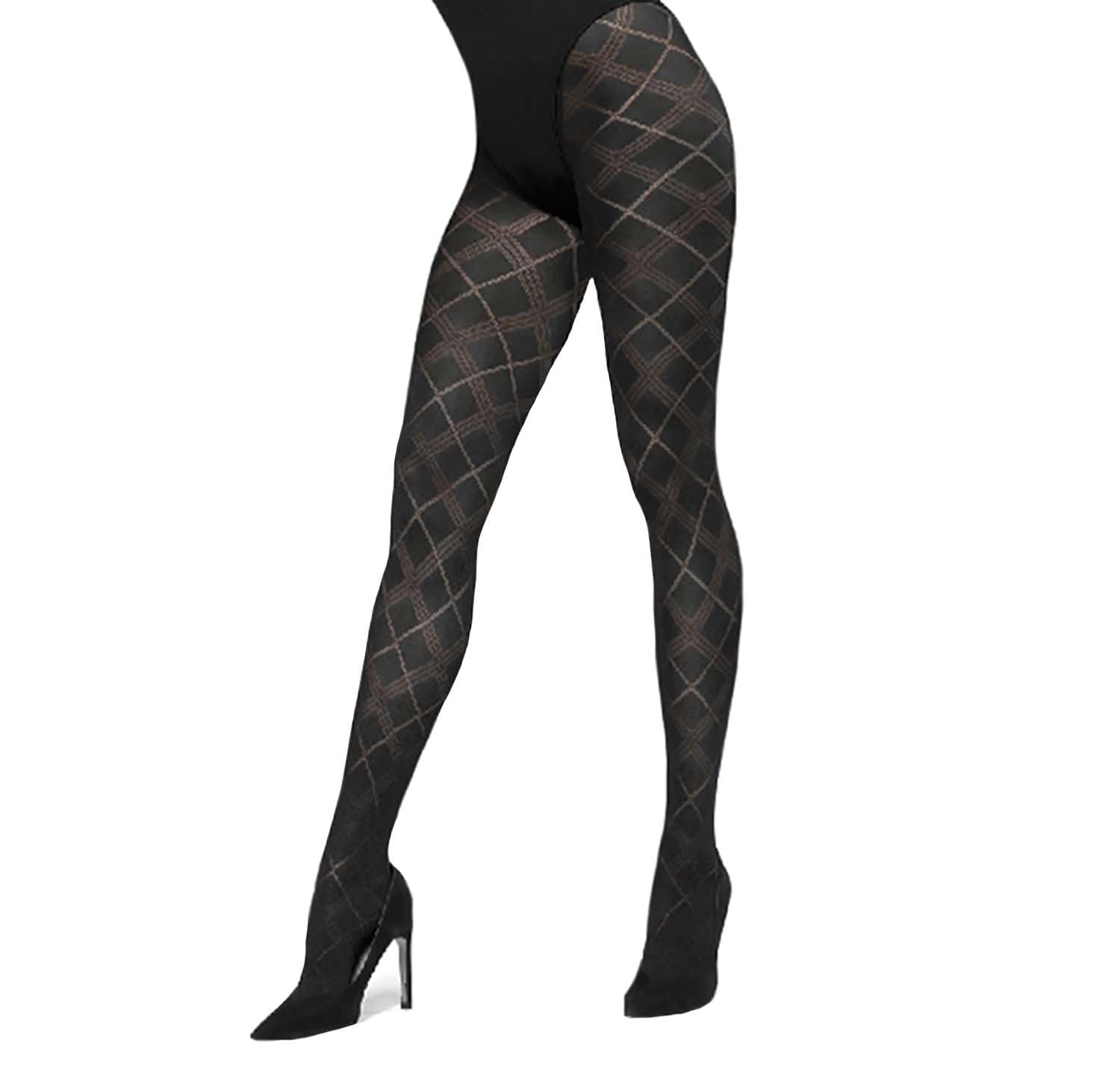 Aurellie Women opaque checkered diamond pattern tights 60 den