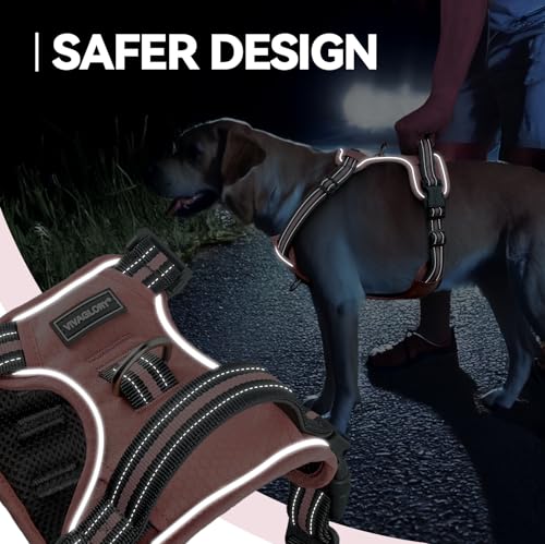 VIVAGLORY Easewalk Hundegeschirr, Anti Zug Hundegeschirr für Training & Spazieren, Anti Zieh Geschirr Welpengeschirr Mit Griff, Ausbruchsicher & Non-Stop für Welpe Hunde, XS, Sakura Rosa - Patterned