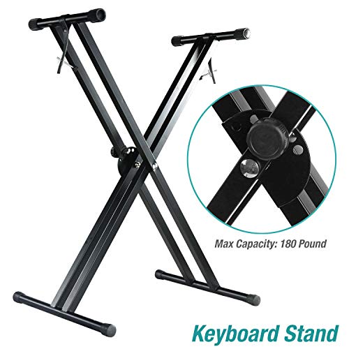 Image of TECHTEST Heavy-Duty, Double-X, Adjustable Piano Keyboard Stand with Locking Straps