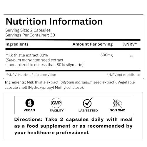 Image of FOLIUS LABS Clean Label Milk Thistle Extract with 80% Silymarin - Supports Liver Health and Immune System - Liver Detox Supplement - 60 Veg Capsules