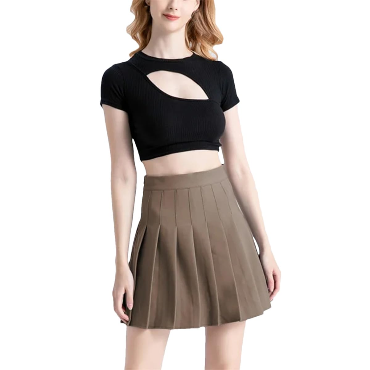 Gonna A Pieghe Abbigliamento da Donna Nero Abbigliamento Stile Coreano retrò Minigonna Corta Grigia