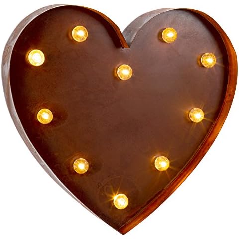 Truu Design Iron Heart Sign for Parties, Weddings, Events & Home Decorative LED Marquee Light, Brown, 66121DC-RT Cover