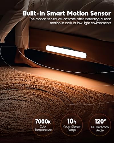 Image of Rossetta Under Cabinet Lights, 78 LED Lights Battery Operated Motion Sensor Light Indoor, Wireless Rechargeable Dimmable Closet Lights Under Cabinet Lighting for Kitchen Closet Stairs Hallway