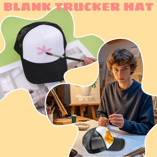 Image of 6 Pack Trucker Hat Bulk Mesh Cap for Women Men Adjustable Blank Hats for DIY Sports Outdoor