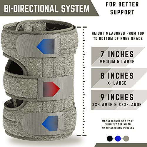 TechWare Pro Knee Brace Support - Plus Size Knee Brace. Relieves ACL, LCL, MCL, Meniscus Tear, Arthritis, Tendonitis Pain. Dual Stabilizers Non Slip Comfort Neoprene. Gray XXXLarge - Thumbnail 3