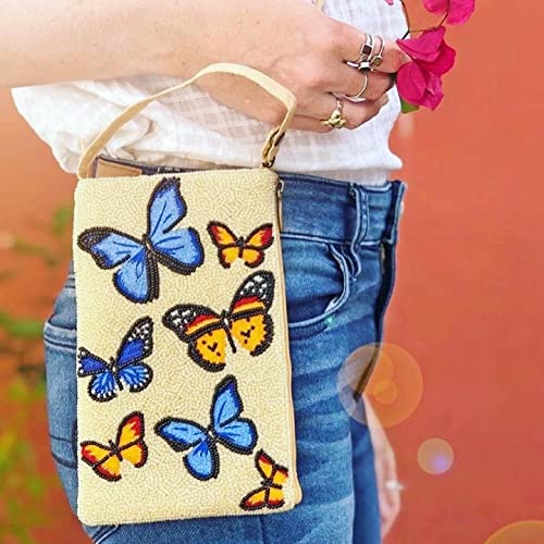 Bamboo Trading Company Butterflies Cell Phone or Club Bag with a separate, secure side zip pocket for cash and credit cards, 7-inch Height, Multicolor2