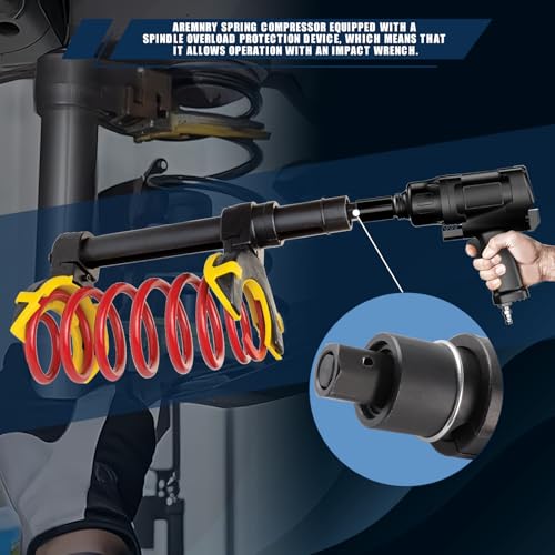 Image of Spring Compressor Tool Macpherson Interchangeable Fork Strut Coil Extractor Tool Set with Safety Guard (Overload Protection Device) Allow The Use of Impact Wrenches
