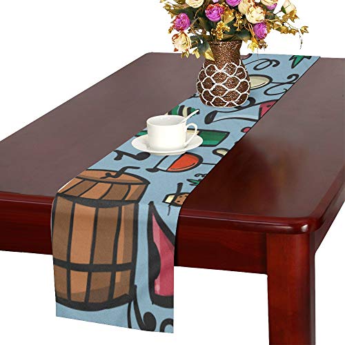 WHIOFE Red Wine Cork Retro Design Taste Stylish Color Table Runner Kitchen Dining Table Runner 16 X 72 Inch for Dinner Parties Events Decor