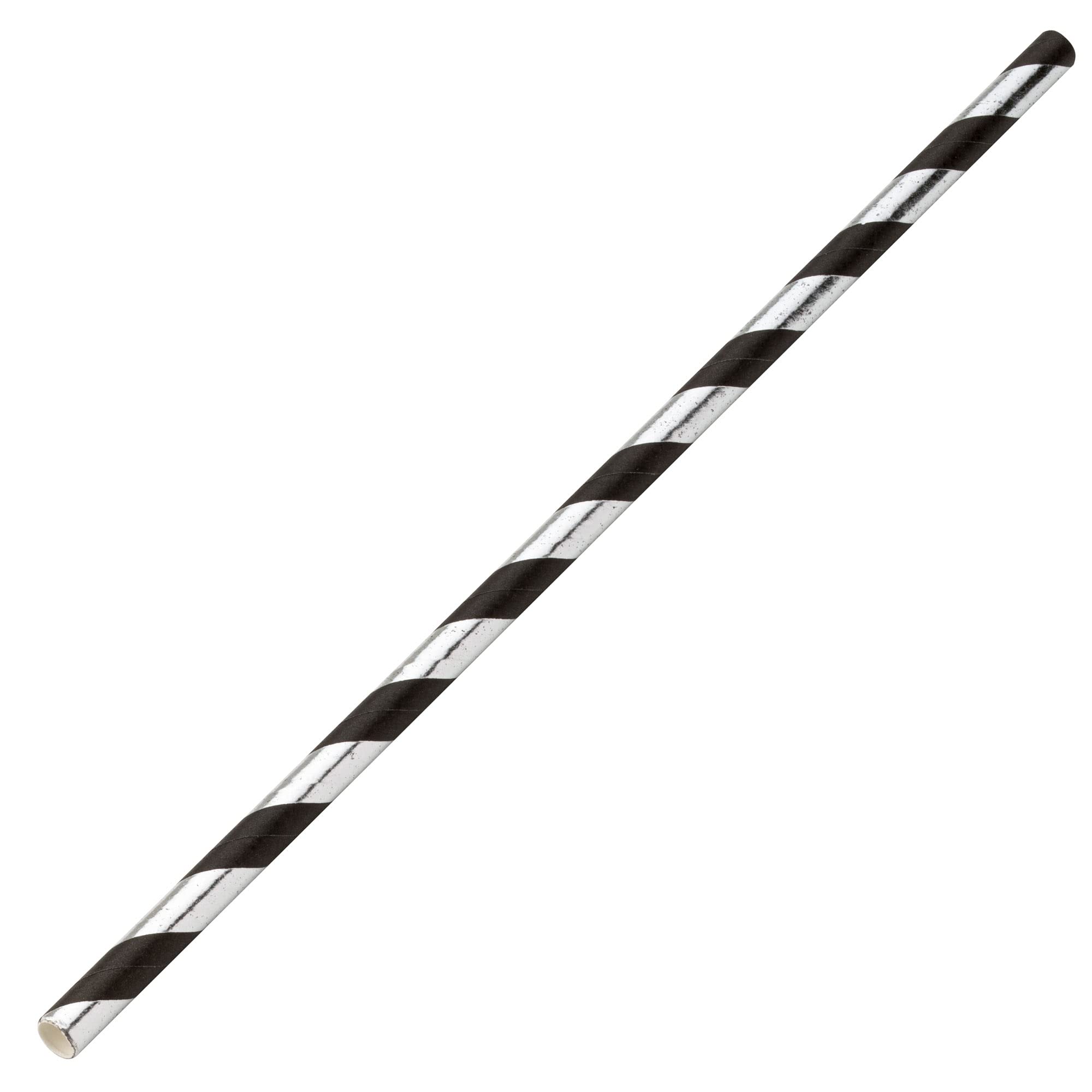 Lot de 6000 pailles en papier Argenté/noir 20,3 cm