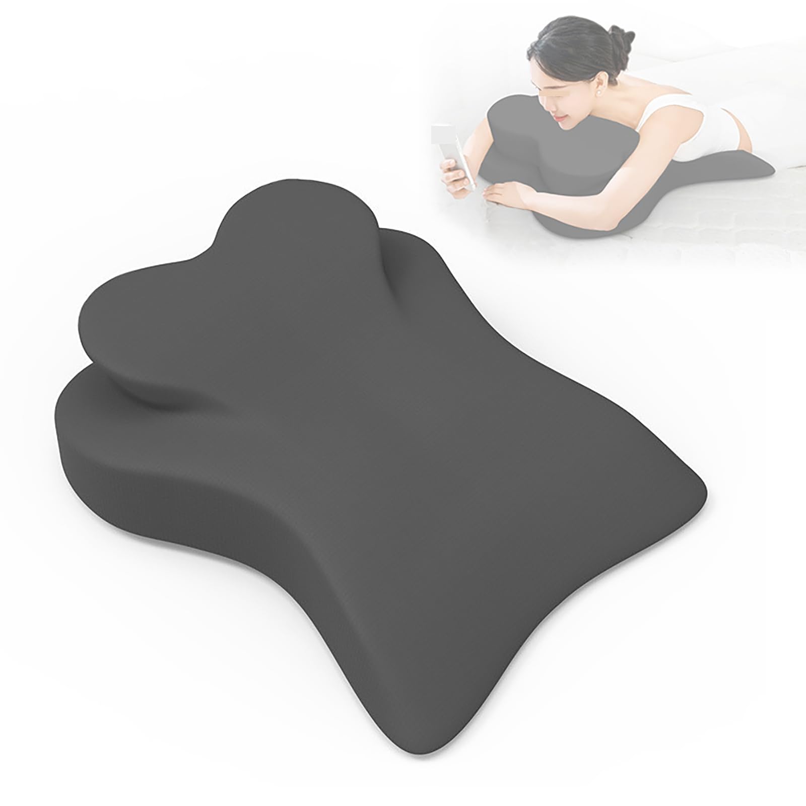Ergonomiczna Poduszka Z Pianki Memory Do Leżenia Na Brzuchu, Sweet Spot Pillow Z Podparciem Szyi I Lędźwi, Idealna Do Czytania, Relaksu I Pozycji Pronej,Dark gray-60x40x22cm