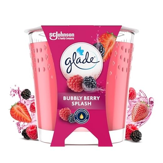 Glade Vela Perfumada, Fragancia Bubbly Berry Splash, Infusionada con Aceites Esenciales, Vegana, Aroma de 30 Horas, 1 Vela