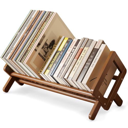 Aofure Premium Desktop Bookshelf, Bamboo Desk Bookshelf, Retro Brown Book Rack Shelf Organizer...