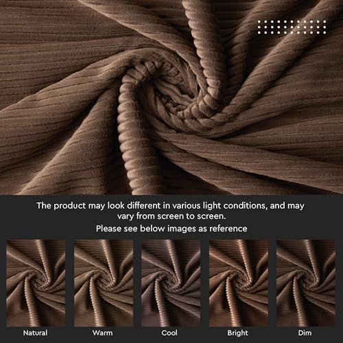 Image of Encasa XO Corduroy Fabric by the Meter, 59 inch Wide Premium 238 GSM Polyester Upholstery & Sewing Material, Soft Ribbed Coffee Fabric for Sofa /Cushion Covers, Trousers, Curtains & DIY Crafts
