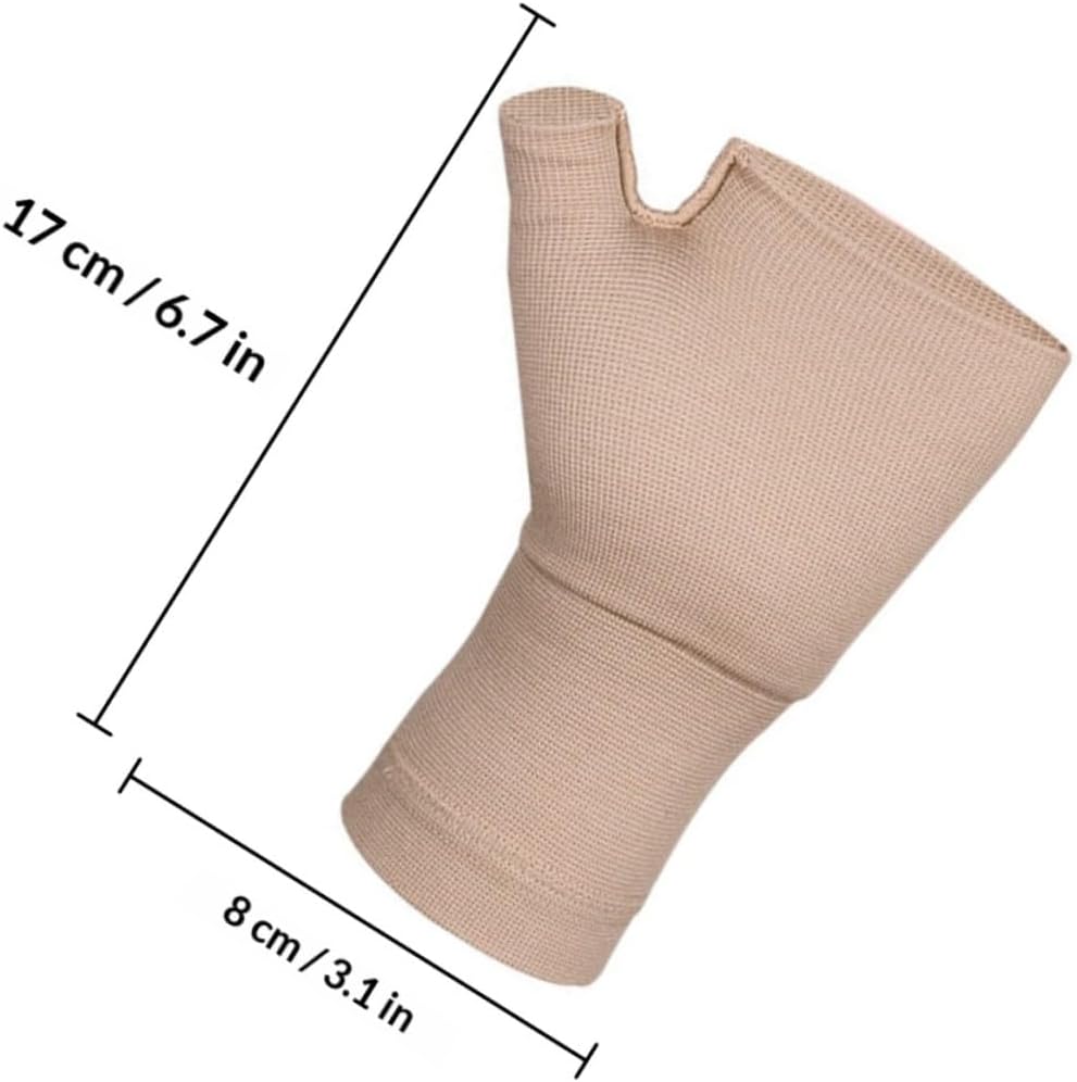 Fingerless Arthritis Gloves Breathable Wrist Support Brace Elastic Anti-skid Gloves Skin Tone Xl for Adults Hand Therapy and Relief
