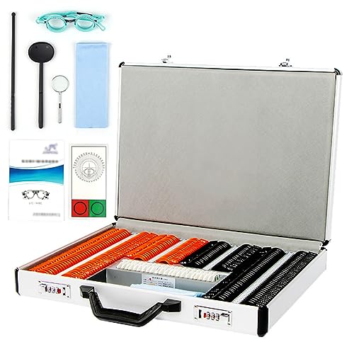 266piezas Juego de Lentes de Prueba ópticas Lentes de Prueba Lentes de optometría de plástico Caja de optometría Equipo de Lentes de Prueba Estuche de Prueba oftálmico Lentes