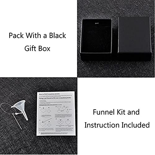 Stainless Memorial Glass Locket Pendant - Cremation Jewelry - Ash Necklace - Urn Necklace - Pet Memorial for Ashes Black4