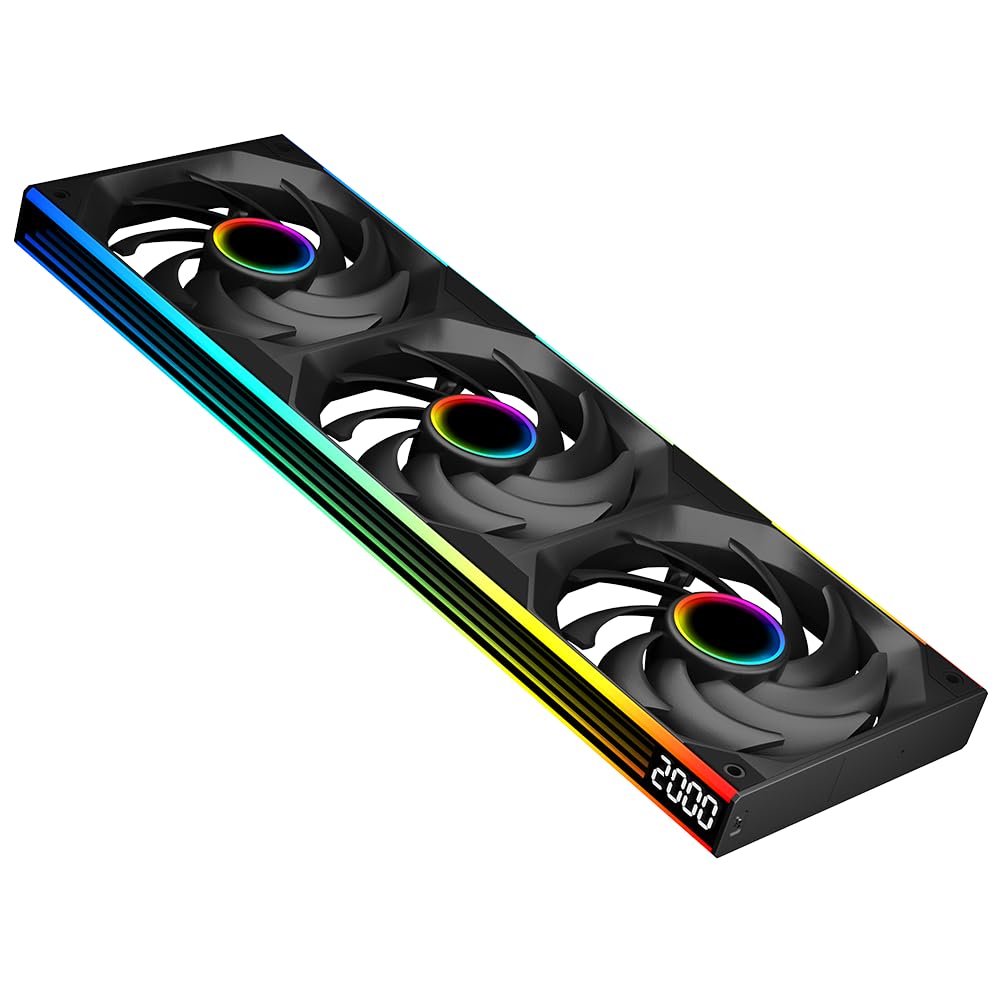 TZMRIT PC Refroidisseur ARGB ST-ALL-IN-ONE, Unité de Refroidissement Unique avec Affichage de Vitesse (3, BK, Mirror Inf