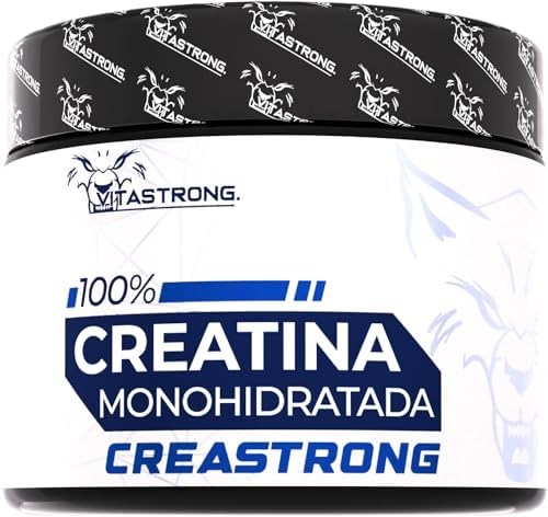 Creatina Monohidratada 3000mg CreaStrong Pura y Vegana, Creatina Monohidrato Sin Aditivos Pre y Post Workout, Alternativa a Cápsulas y Comprimidos, Monohidrato de Creatina Vitastrong 250g Certificada