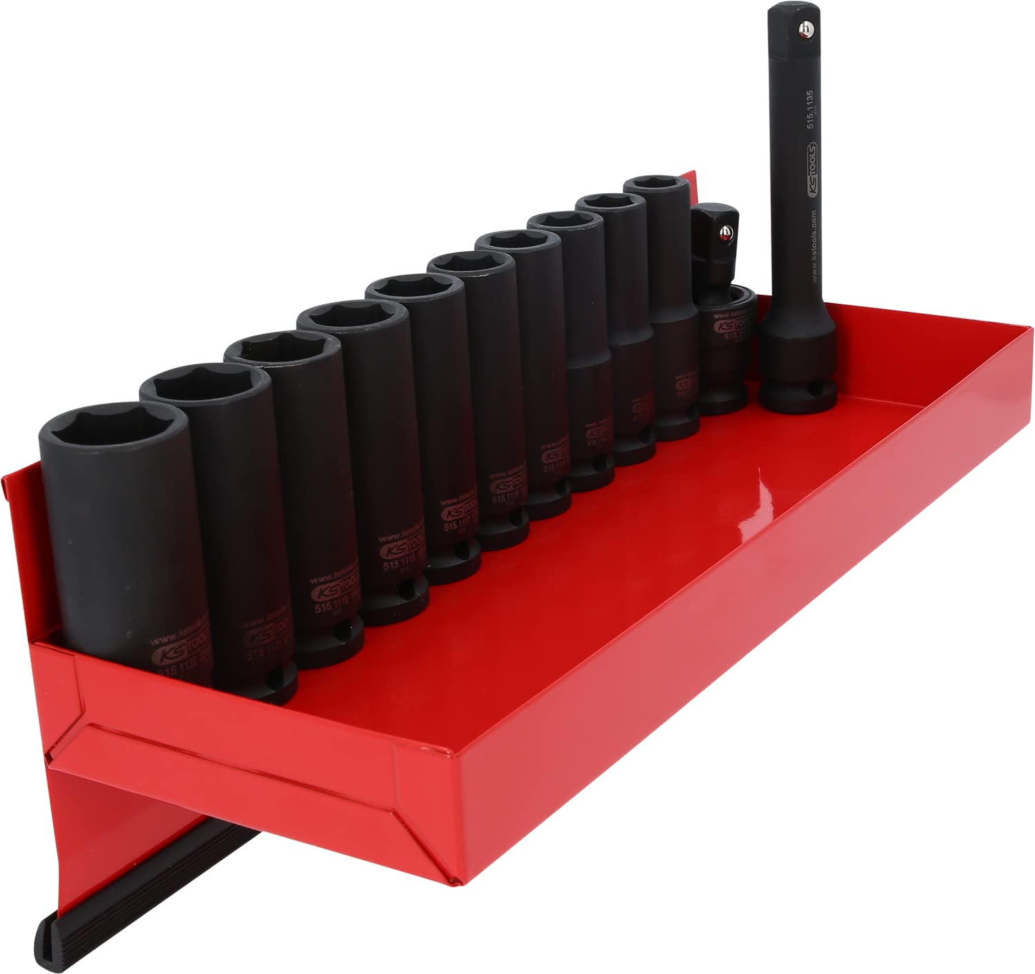 KS Tools 515.0612 1/2" Sechskant-Kraft-Stecknuss-Satz, lang, 13-tlg., 35 x 25 x 13 cm