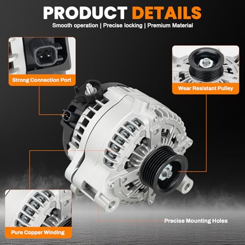 Image of 56029803AA Alternator 12V 240A Compatible with Jeep Wrangler 2018-2023 3.6L, Jeep Gladiator 2020-2023 3.6L, Car Alternator Parts Replaces 42338 21025 21025N 4210007231