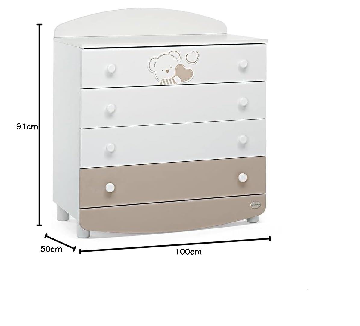 Foppapedretti Dolcecuore Cassettiera, ‎91 x 50 x 100 cm, 48 Kg, Bianco/Beige