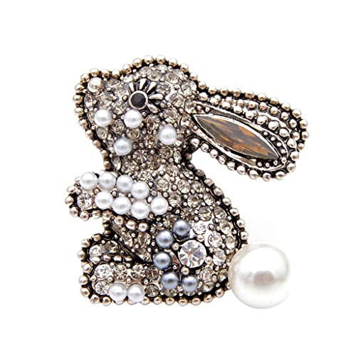Broches de lapin en strass pour femmes - Broche animal scintillante chic