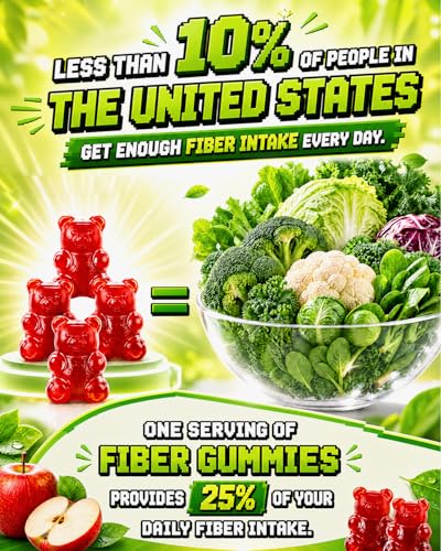 Image of Probiotic Fiber Gummies, Fiber Supplement with 5 Billion CFU Probiotics for Women, Probiotic Gummies with Inulin, Soluble Fiber, ACV & Vitamins, Digestive Health Supplement for Adults, 60 Gummies