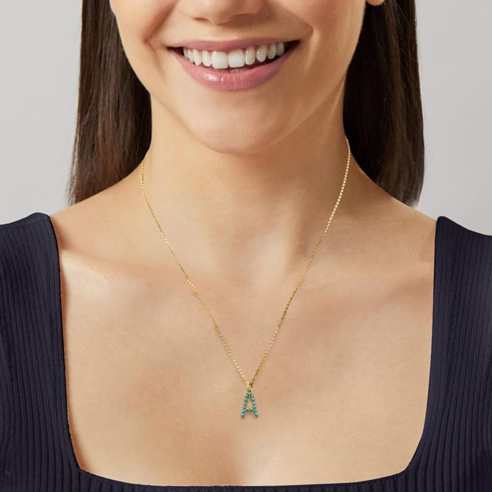 CFWSHJ Natürliche AZ 26 Buchstaben S925 Exquisite Türkis Initiale Elegante Alphabet Halskette Schmuck Für Frauen Mädchen ui