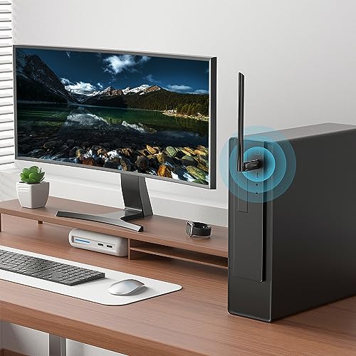 Image of Amazon Basics 600Mbps Free Driver Wireless USB Adapter | Dual Band 2.4GHz and 5 GHz | 5 Dbi Antenna | PC, Laptop | Supports Windows, Mac and Linux | USB 2.0