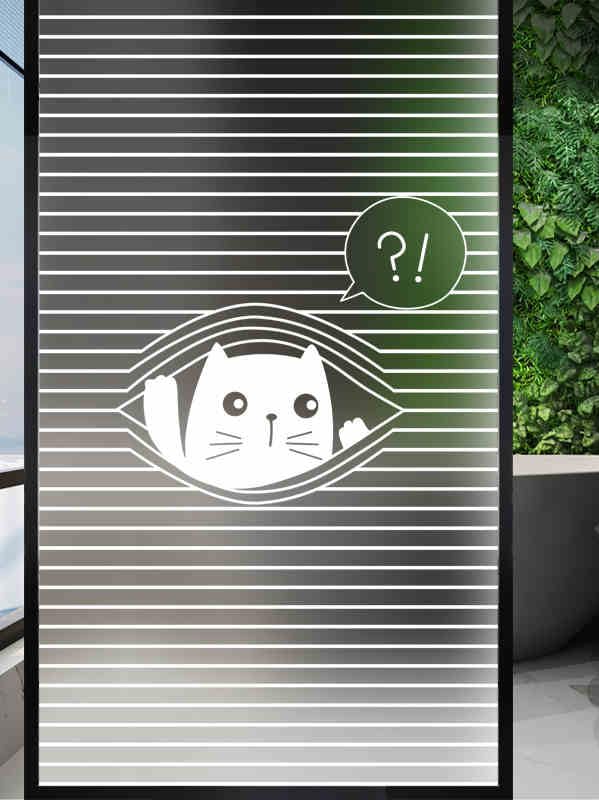 Fensterfolie Blickdicht Süße Weiße Katze Milchglasfolie Selbstklebend Sichtschutzfolie Fenster Klebefolie Fenster Sichtschutz Fensterfolie Milchglas Bad Fensterfolien 80x120cm/1 Pcs