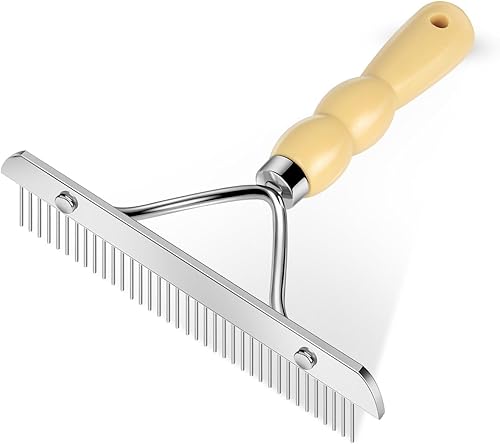 Rastrillo de alfombra de mano de metal para felpa esponjosa, herramienta de eliminación de pelo de mascotas, peine removedor de pelo reutilizable