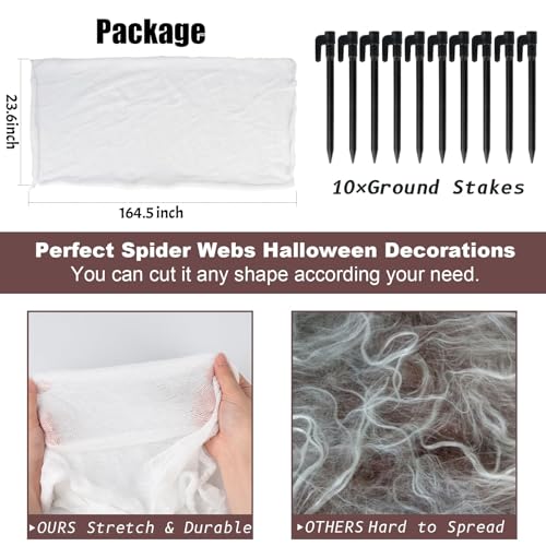 Image of 1000sqft Halloween Giant Spider Web Decoration,Cut Your Own Stretchy Spider Netting, DIY Spooky Flexible Spider Webs Decor for Halloween Haunted House Outdoor Decorations Holiday Party Supplies