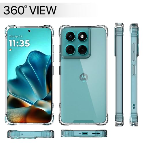 Image of Pikkme Back Cover for Motorola Moto Edge 60 5G / Motorola Moto Edge 60 Fusion 5G Raised Edges Shockproof Clear PC + TPU Transparent Protective Phone Bumper Case(Transparent)