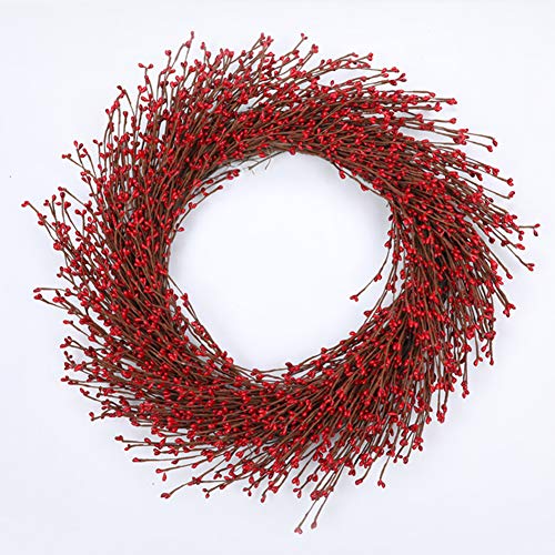 22" Artificial Red Berry Wreath, Autumn Winter Outdoor Ornaments for Front Door Bedroom