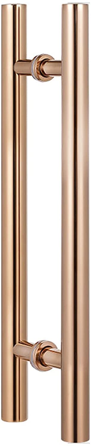 CWCQGH Door Handle Sliding Barn Door Handle Stainless Steel Modern Push-Pull Lever Handle Double Sided H Shape,Rose Gold-80Cm/32Inch