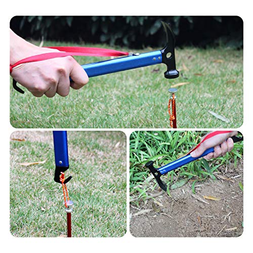 REDCAMP Aluminum Camping Hammer with Hook, 12" Lightweight Multi-Functional Tent Stake Hammer, Portable Camp Stake Mallet, Blue - Image 6