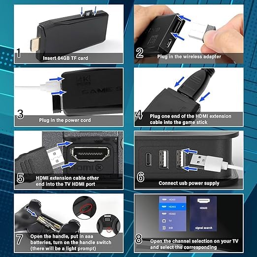 HobbyistNirvana Retro Game Console Lite M8 with 20,000+ Games, HDMI Output, 2 Wireless Controllers, 6-Hour Battery Life 2
