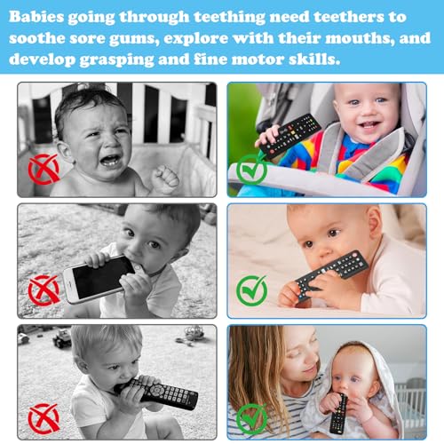 Image of Baby Teether Toy TV Remote Control Shape Teething Toys for Babies 3-24 Months, Chew Toys for Infants Teething Relief, Freezer BPA Free