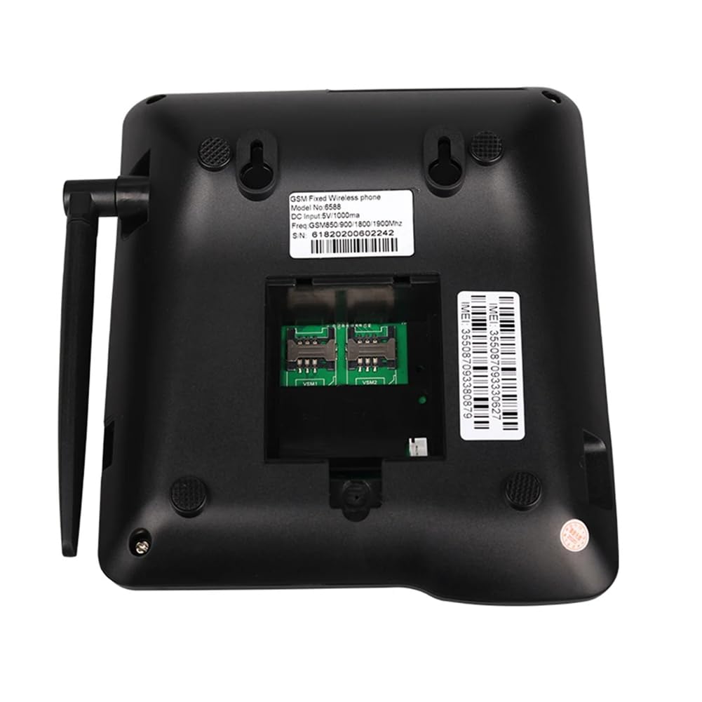 Teléfono Inalámbrico de Escritorio Compatible con gsm 850/1800/1900 MHz, Tarjeta SIM Dual, Teléfono Fijo 2G con Antena, Radio y Enchufe de la UE