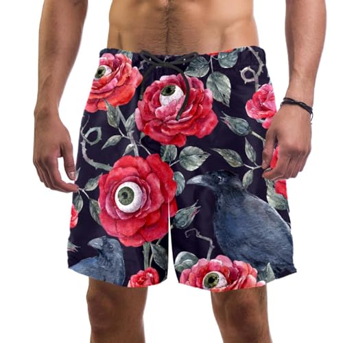 Short de bain homme fleurs rouges fini la sensation de maillot mouillé