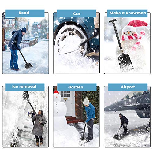 HAUSPROFI Snow Shovel, Tactical Shovel Collapsible Design Aluminium Alloy, Hand Shovel for Car, Snow, Gardenn and Camping, Black, Detachable Five-Piece Construction - Thumbnail 2