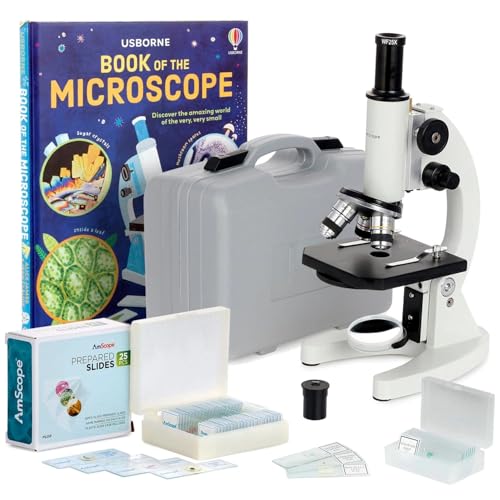 AmScope M60C-ABS-PS25-WM Beginner Microscope Kit, Mirror Illumination ...