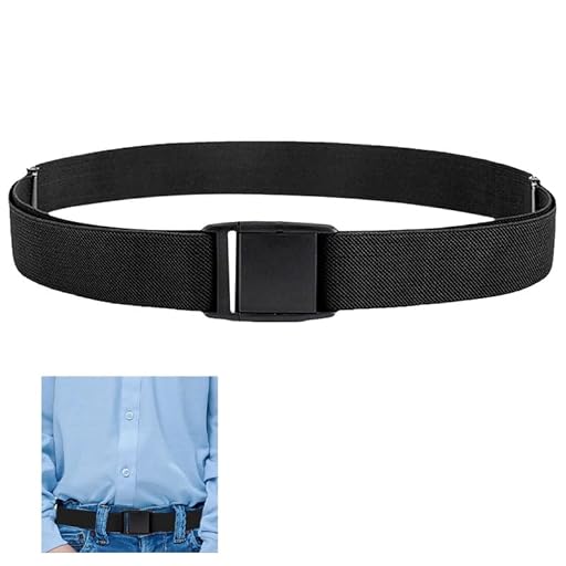 Azlanway Cinturón de tela universal para niños, 1 pieza, cinturón ajustable sin metal para uniformes escolares/jeans/pantalones y vestidos, Negro , Talla única | Ya disponible en tu tienda friki favorita! En mundofriki.es!