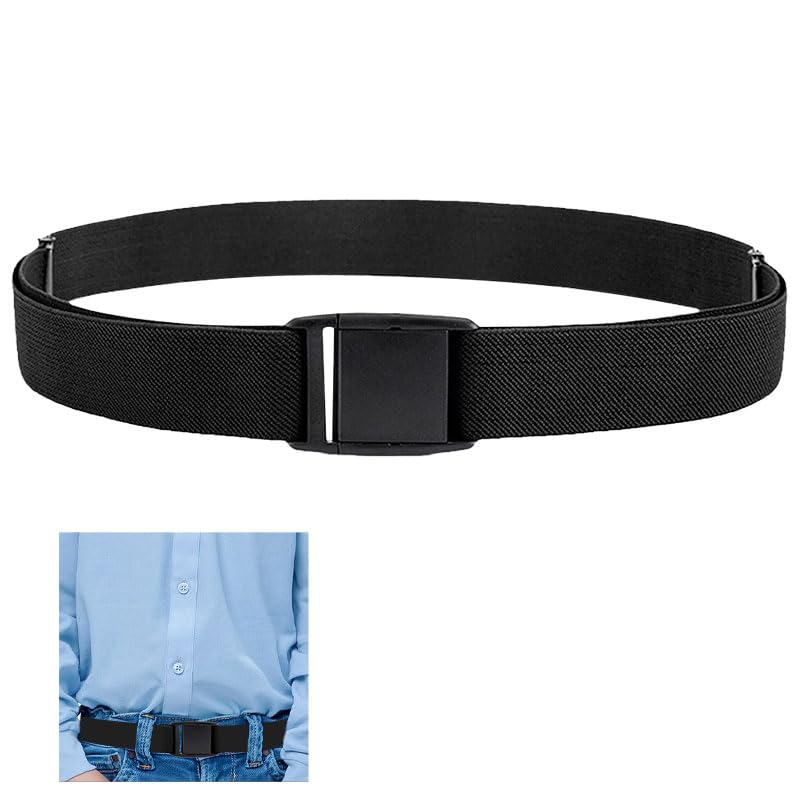 Cinturón de tela universal para niños, 1 pieza, cinturón ajustable sin metal para uniformes escolares/jeans/pantalones y vestidos, Negro , Talla única