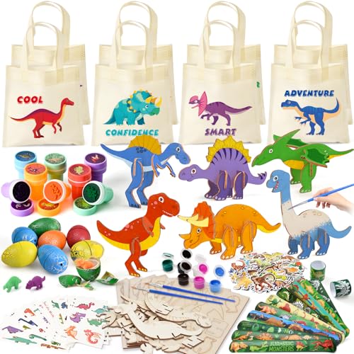 KELENO 146pcs Dinosaur Party Favors - Dinosaur Birthday Party Supplies & Non-woven Goodie Bags for Kids Birthday, Dino Themed Party Decorations Gifts Pinata Fillers Stuffers Toys