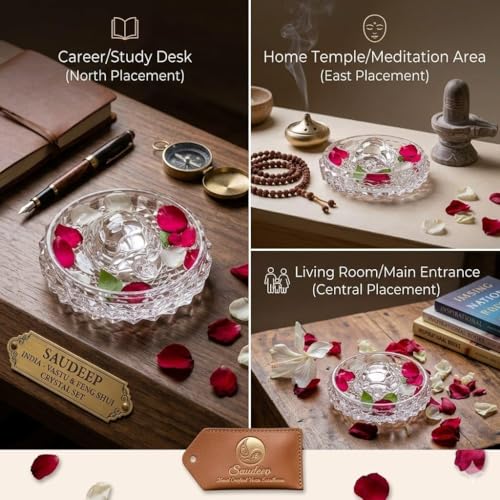 Image of SAUDEEP INDIA Vastu Feng Shui Crystal Turtle Tortoise with Plate for Good Luck, Wealth & Prosperity | Rakhi for Brother | Raksha Bandhan Gift & Home Decor Combo(Lotus)