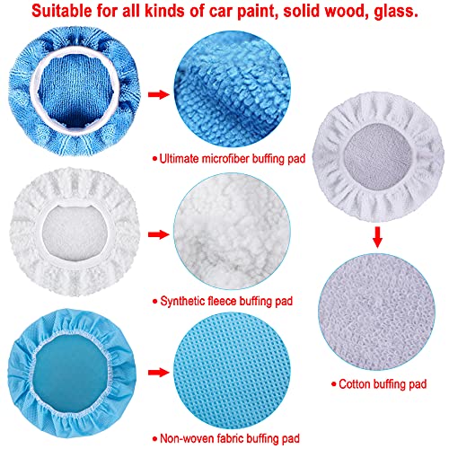 Siquk 24 Packs Polishing Bonnet Pads (7 To 8 Inches) Including 12 Packs Microfiber Car Polishing Bonnet 4 Packs Waxing Bonnet 6 Packs Non-Woven Buffing Pad And 2 Packs Cotton Bonnet For Car Polisher #TOP1