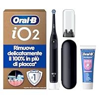 Oral-B iO 2 Spazzolino Elettrico, 1 Testina di Ricambio, Custodia, Nero - 1 Testine di Ricambio per...
