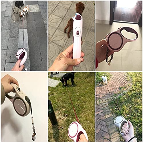 QLXYYFC Rollleine, 3/5M Hundeleine, für kleine & große Hunde, Hundeleine Ausziehbar mit Bequemen Griff, Welpe Katze Gurt-Leine Roll Leine Ausziehbar, Robuste Trainingsleine Verstellbar(Brown,5m)
