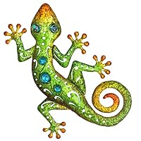 Gecko Mural Fer Décoration Murale Gecko Métal Yius 43 Cm - Lézard Style Vintage - Pour Jardin, Terrasse, Chambre - Vert Art Mural Animalier